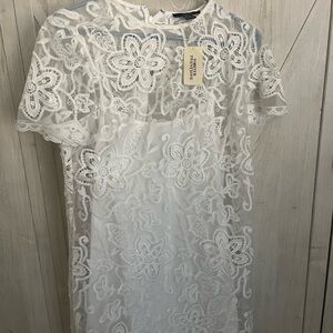 Forever 21 Ivory Lace Overlay Dress